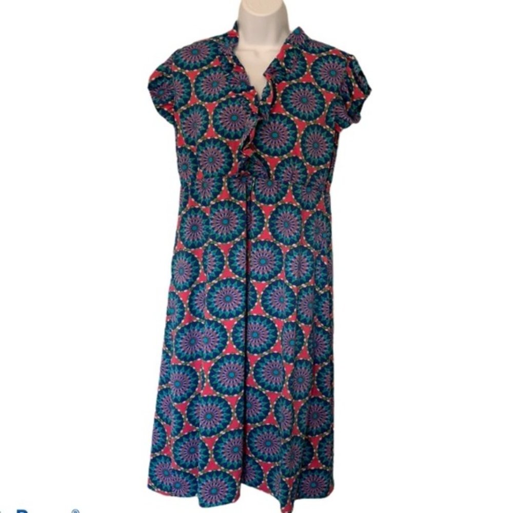 Tracy Negoshian retro pattern pink blue dress